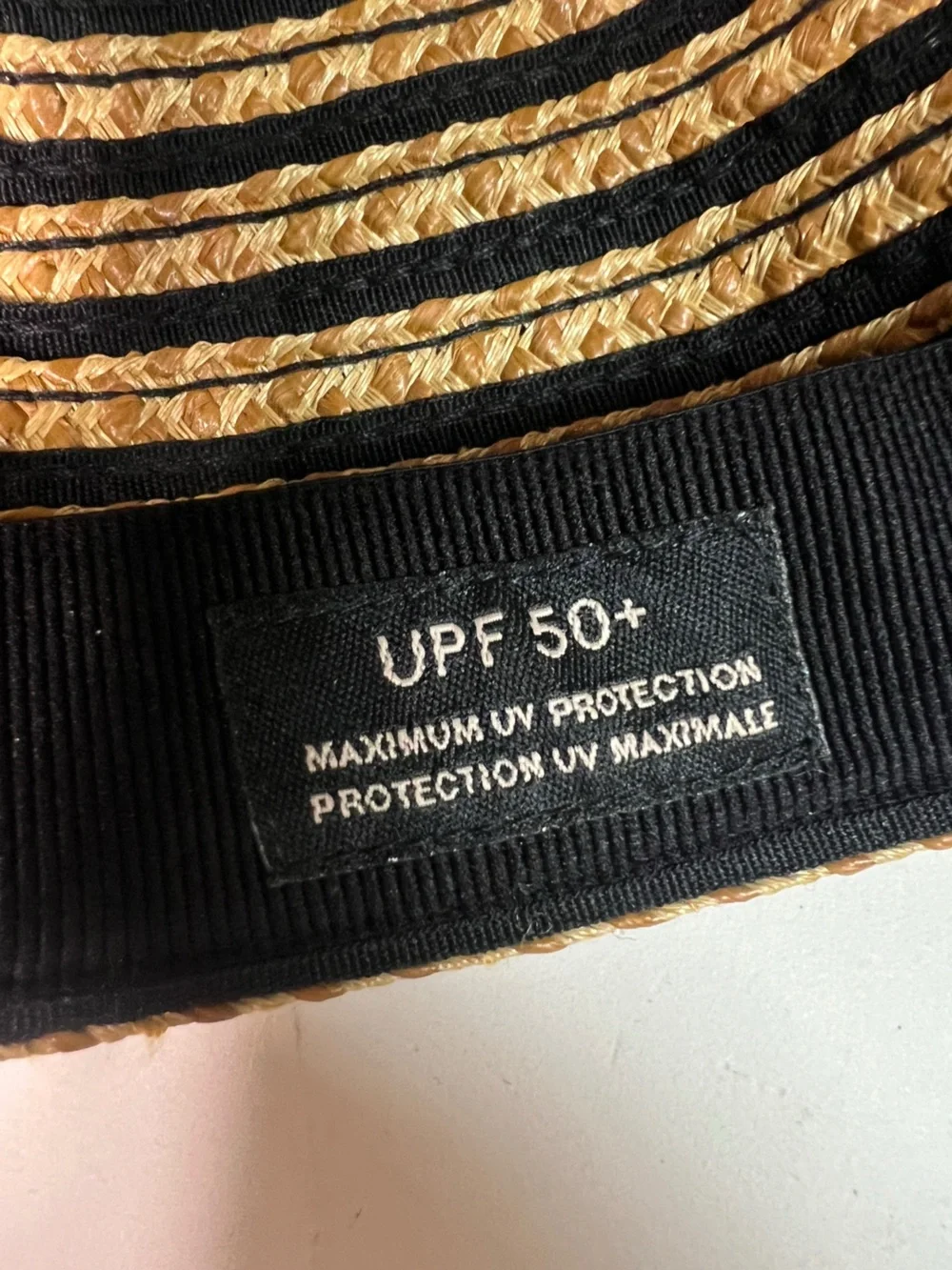 Eric Javits Striped Straw Cap Black Tan Woven Straw Baseball Cap